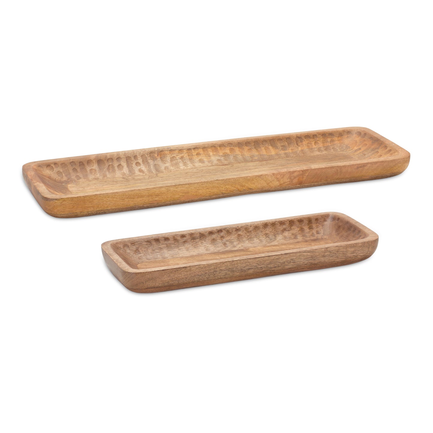 Rectangle Mango Wood Trays (Set of 2)