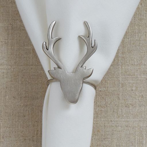 Silver Deer Napkin Rings (Set of 4)