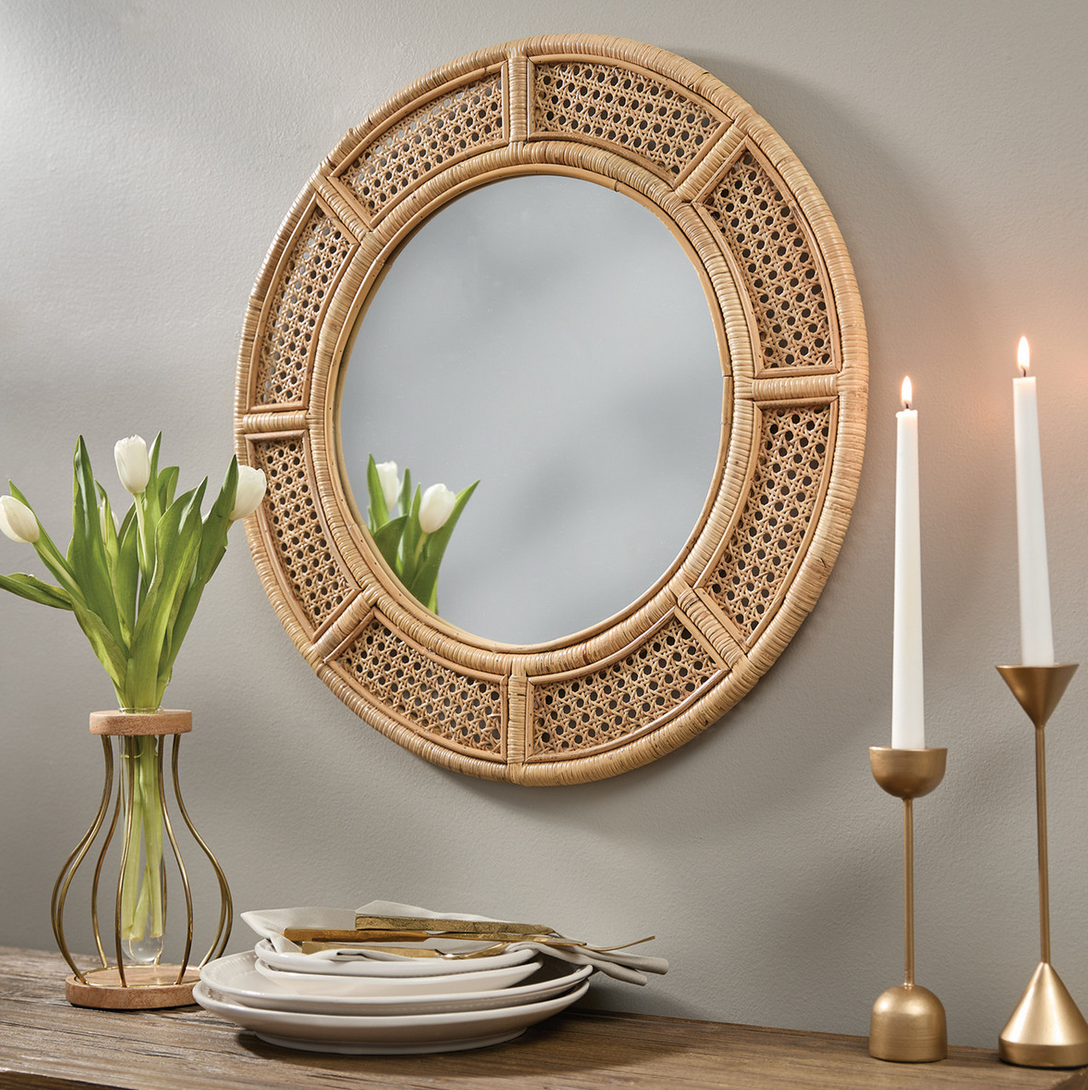 Round Cane Mirror