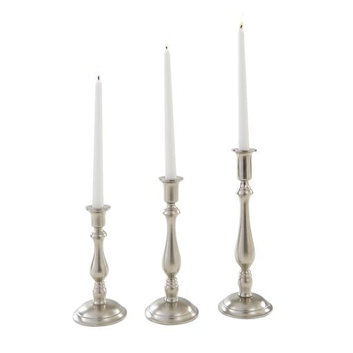 Pewter Taper Candle Holders (Set of 3)